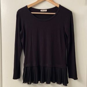 Pebble & Stone long sleeve with pleated chiffon, size small